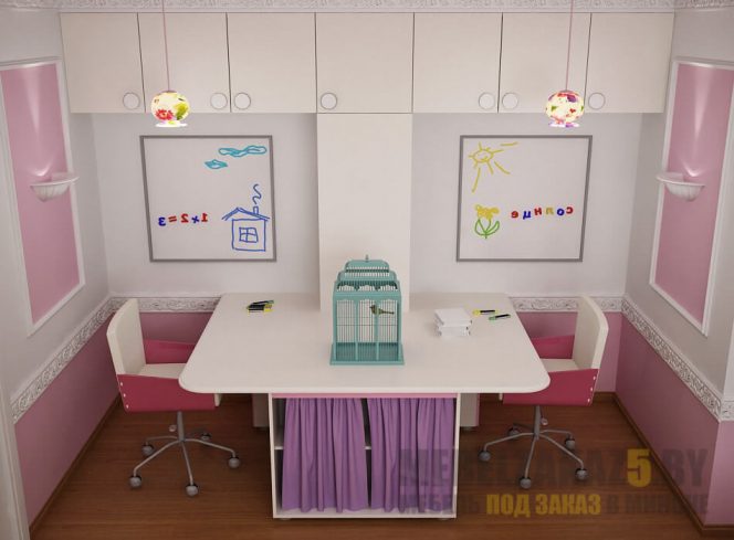 Набор мебели в детскую комнату для двух девочек в современном стиле