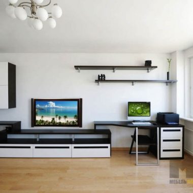 Современная минималистичная горка в гостиную черно-белого цвета