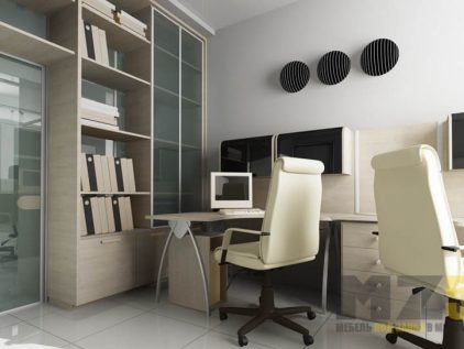 Офисная мебель из ДСП светлого цвета в кабинет для сотрудников