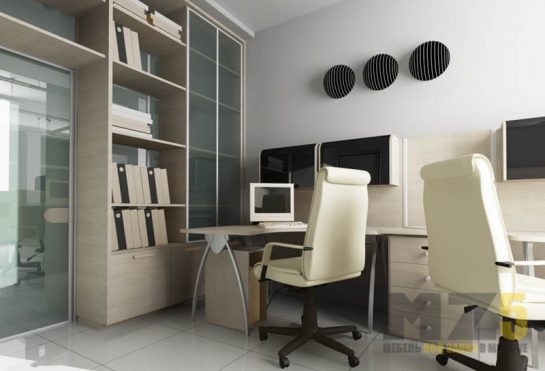 Офисная мебель из ДСП светлого цвета в кабинет для сотрудников