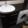Черная матовая тумба под раковину для ванной со встроенной стиральной машинкой