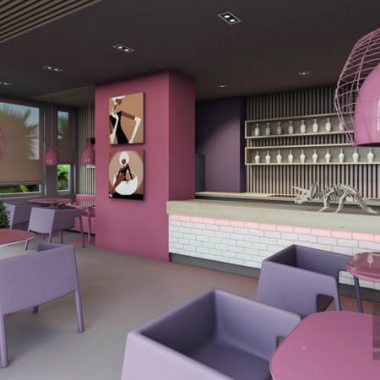 Набор мебели для ресторанов фиолетово-сиреневого цвета
