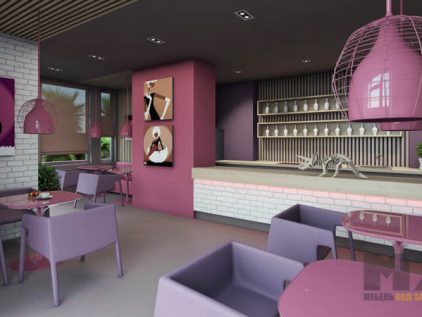 Набор мебели для ресторанов фиолетово-сиреневого цвета
