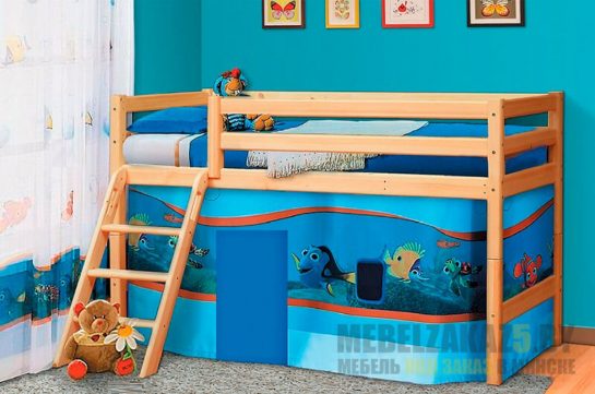 Синяя кровать-чердак в детскую комнату