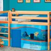 Детская кровать-чердак из массива синего цвета