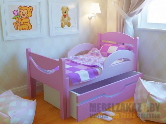 Кровать для детей от 3 лет с выдвижным ящиком для хранения