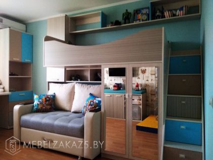 Современный набор мебели в маленькую комнату для мальчика