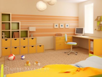 Современная ярко-желтая мебель в детскую для мальчика