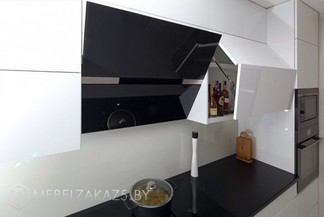 Угловая кухня минимализм со встроенной техникой