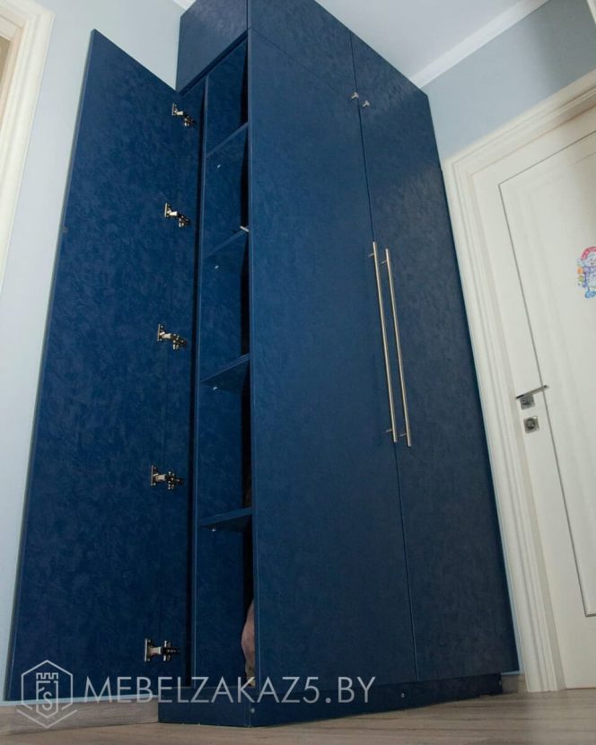 Распашной шкаф синего цвета